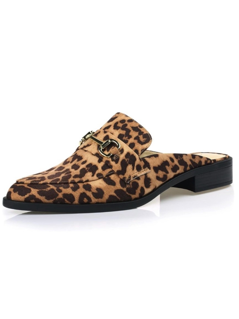 🌹New🌹 Women's Faux Fur Leopard Chain Detail Comfortable Slip on Mules
